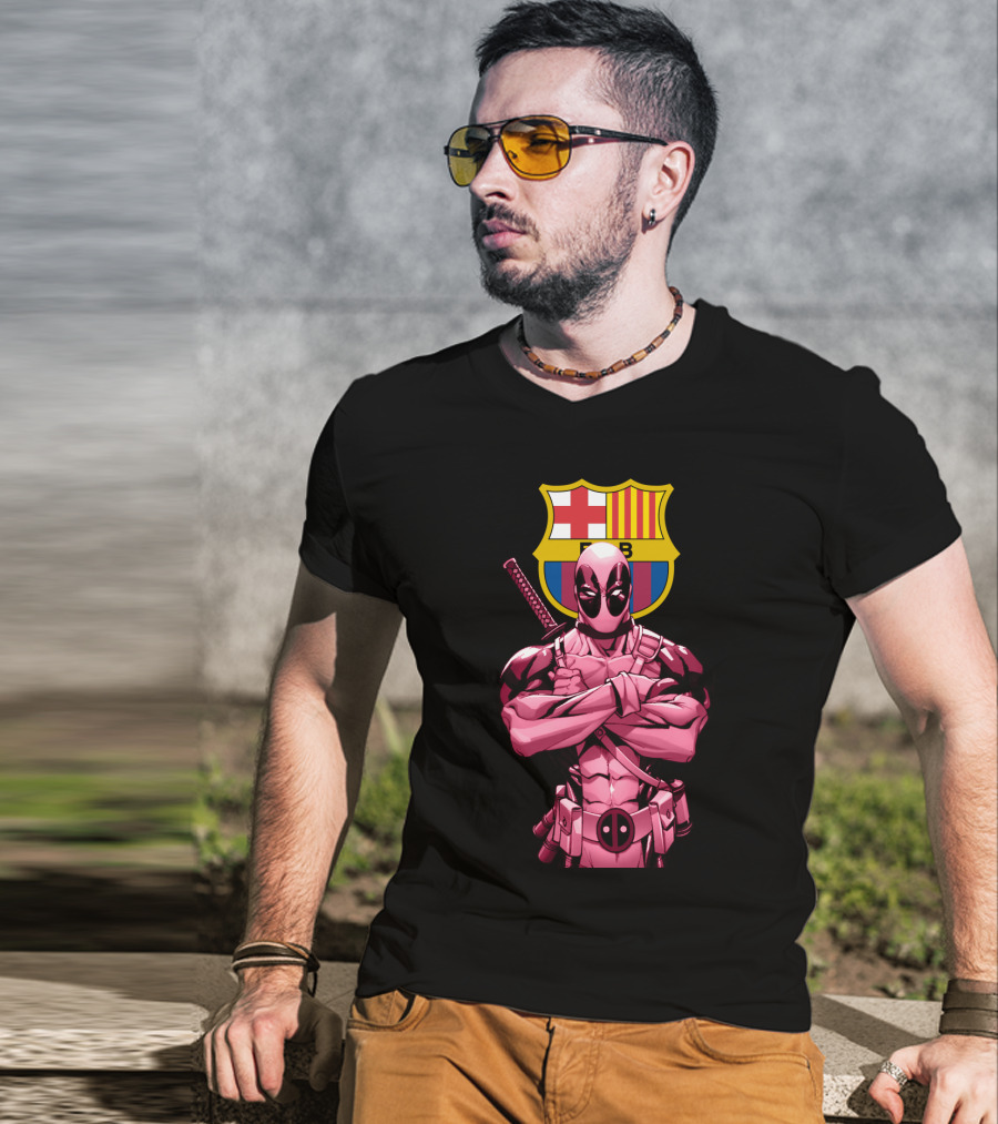 Barcelona Deadpool Fc Crest Crossover T-Shirt
