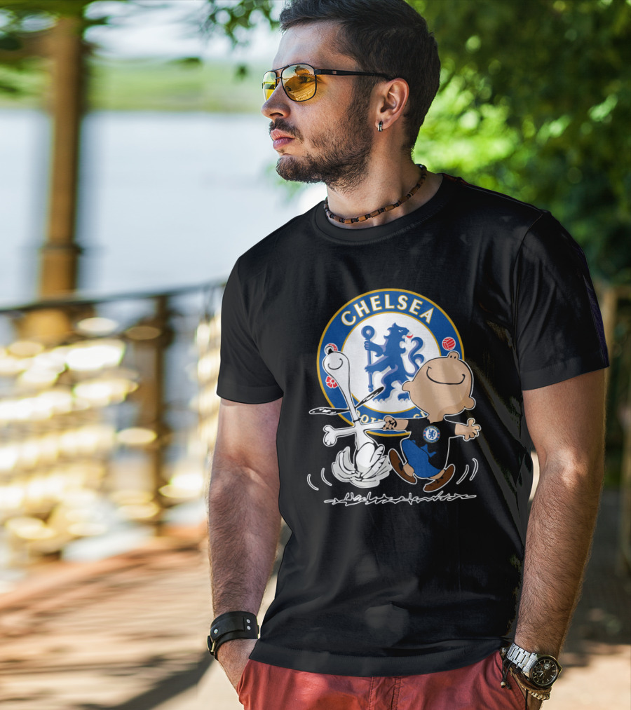 Chelsea Blue Lion Dancing Peanuts Characters T-Shirt