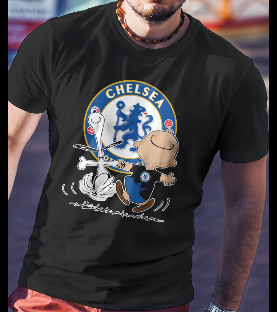Chelsea Blue Lion Dancing Peanuts Characters T-Shirt