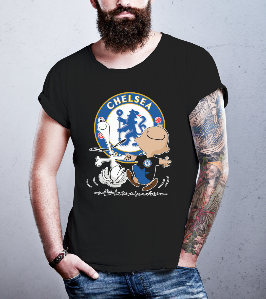 Chelsea Blue Lion Dancing Peanuts Characters T-Shirt