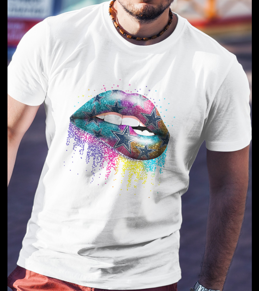 Lip Cowboys Glitter Stars Rainbow T-Shirt