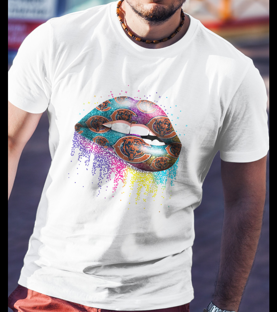 Chicago Bears Glitter Lips T-Shirt