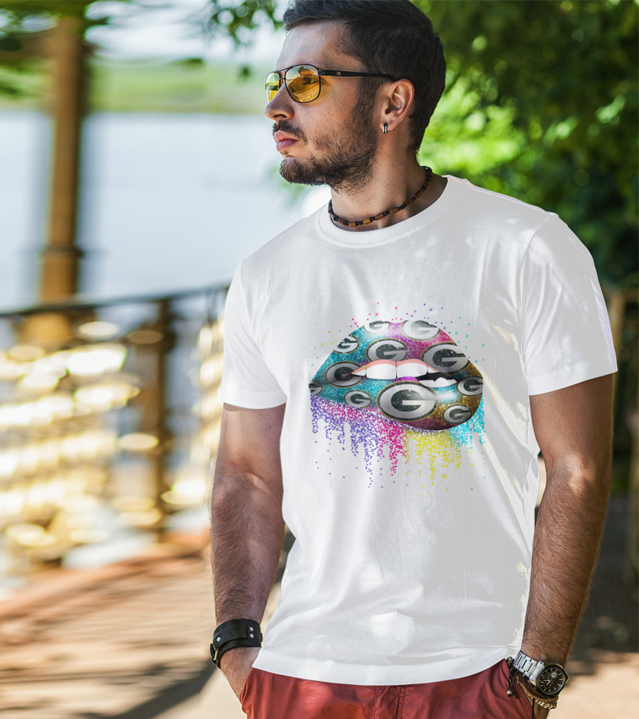 Lip Packers Glitter Green Bay G Logo Burst T-Shirt