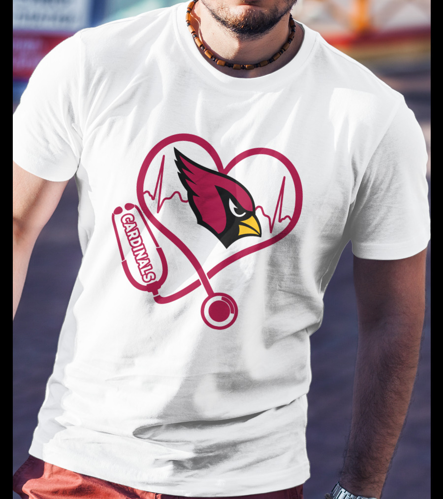 Arizona Cardinals Nurse Heart Stethoscope T-Shirt