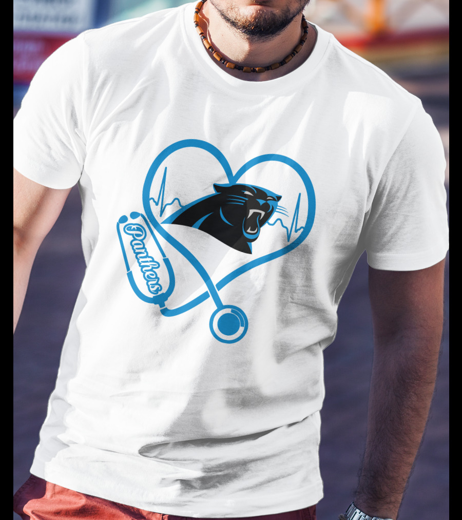 Carolina Panthers Nurse Heartbeat Stethoscope Panther T-Shirt