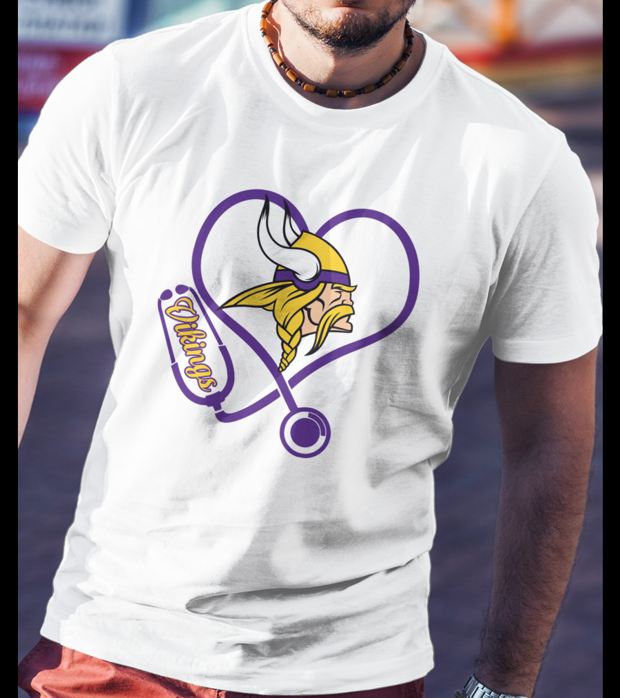 Minnesota Vikings Nurse Heart Stethoscope T-Shirt