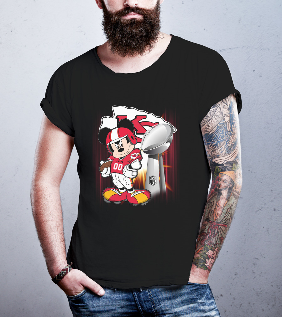 Kansas City Chiefs Mickey Mouse NFL Trophy T-Shirt
