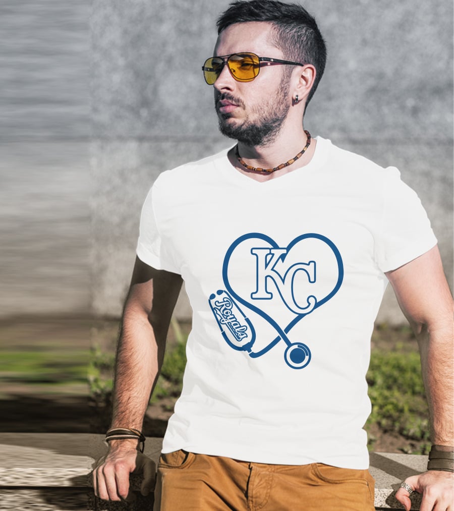 Kansas City Royals Kc Nurse Heart Stethoscope T-Shirt
